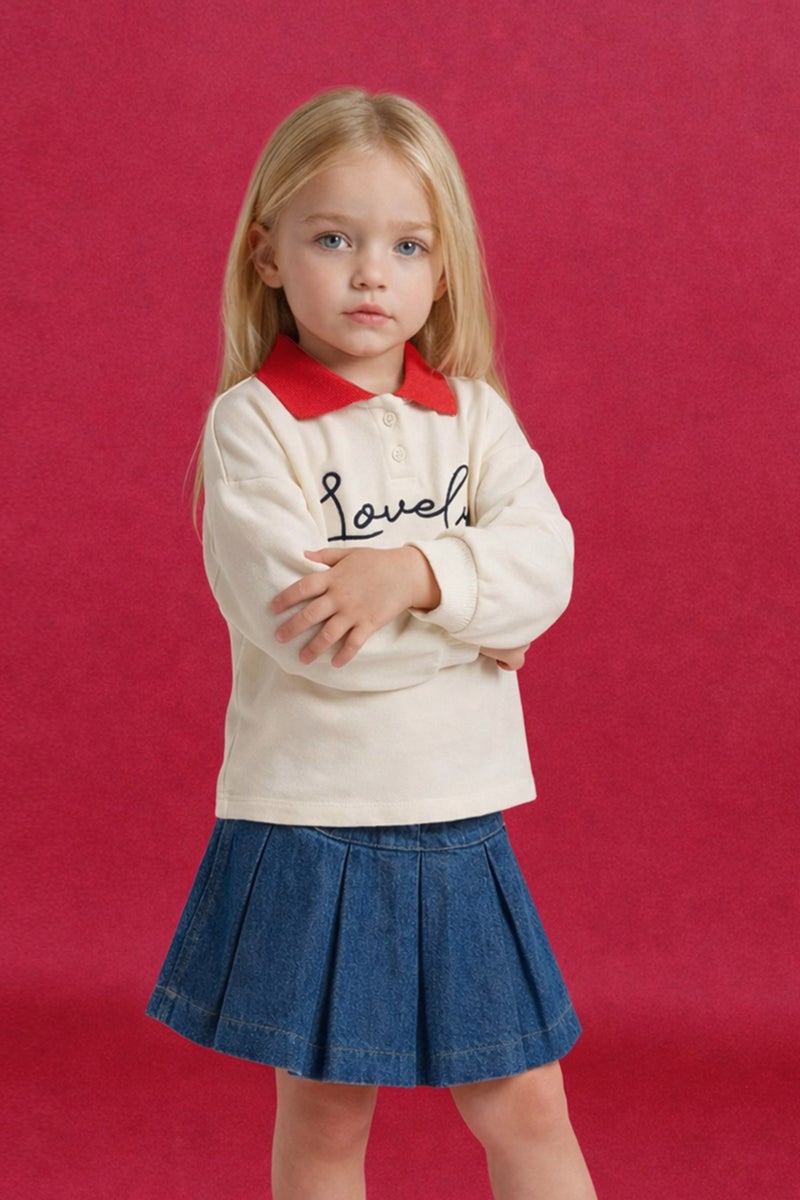 ديفاكتو سويت شيرت بيبي بناتي اوفر سايز بياقة بولو - Image 3